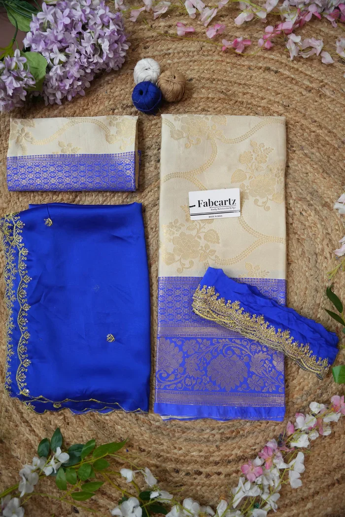 South Indian Festival Traditional Half Saree with Embroidered Blouse & Dupatta Maalti - Image 42
