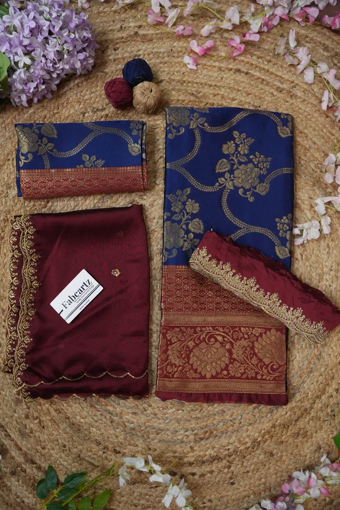 South Indian Festival Traditional Half Saree with Embroidered Blouse & Dupatta Maalti - Image 56