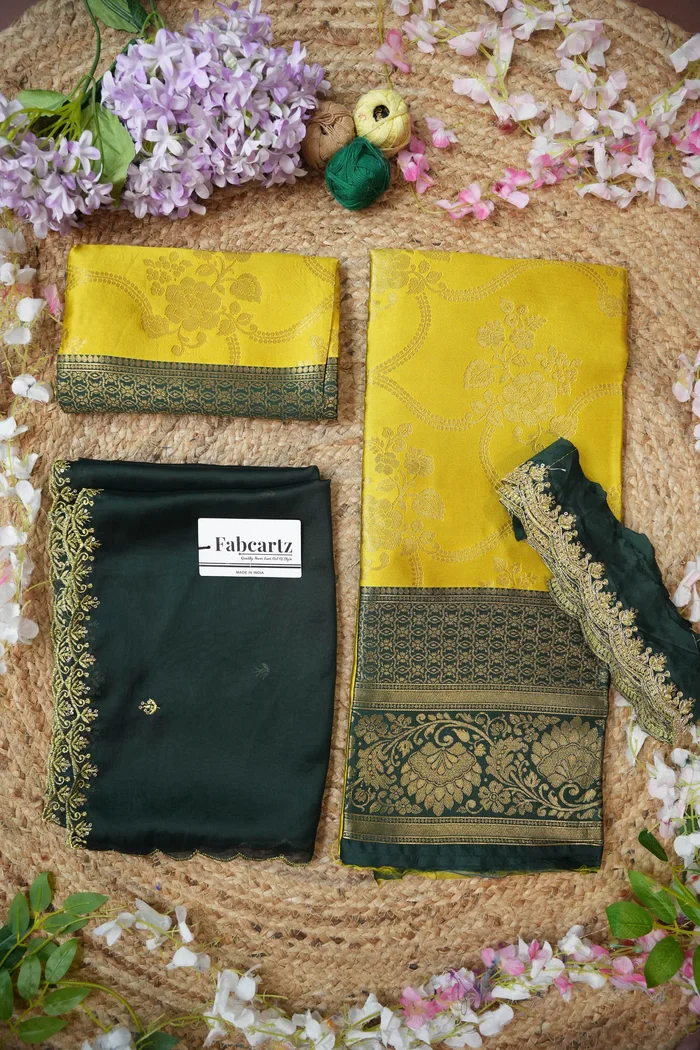 South Indian Festival Traditional Half Saree with Embroidered Blouse & Dupatta Maalti - Image 70