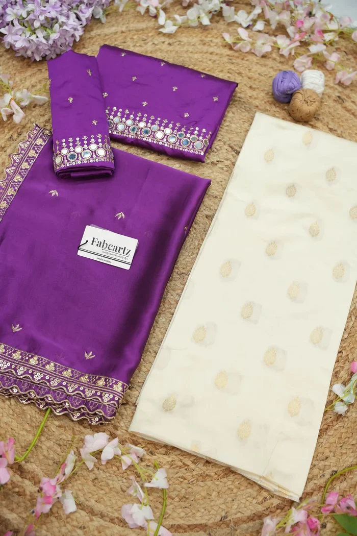 South Indian Festival Traditional Half Saree with Embroidered Blouse & Dupatta Ridhima - Image 50