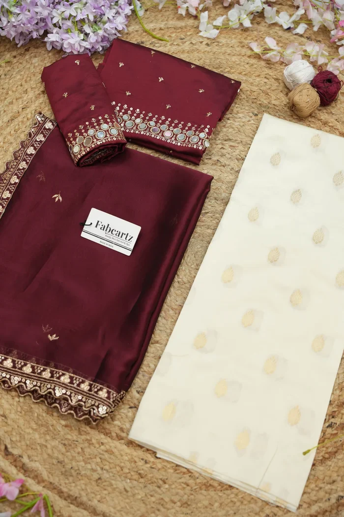 South Indian Festival Traditional Half Saree with Embroidered Blouse & Dupatta Ridhima - Image 58