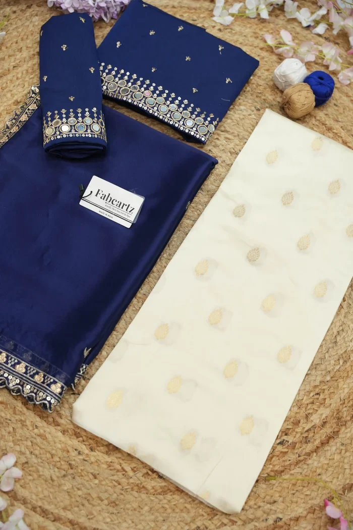 South Indian Festival Traditional Half Saree with Embroidered Blouse & Dupatta Ridhima - Image 66