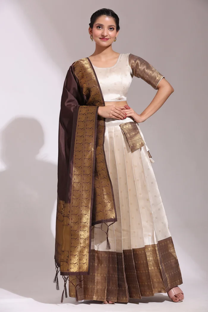 South Indian Festival Traditional Half Saree Yogeshwari - Image 12