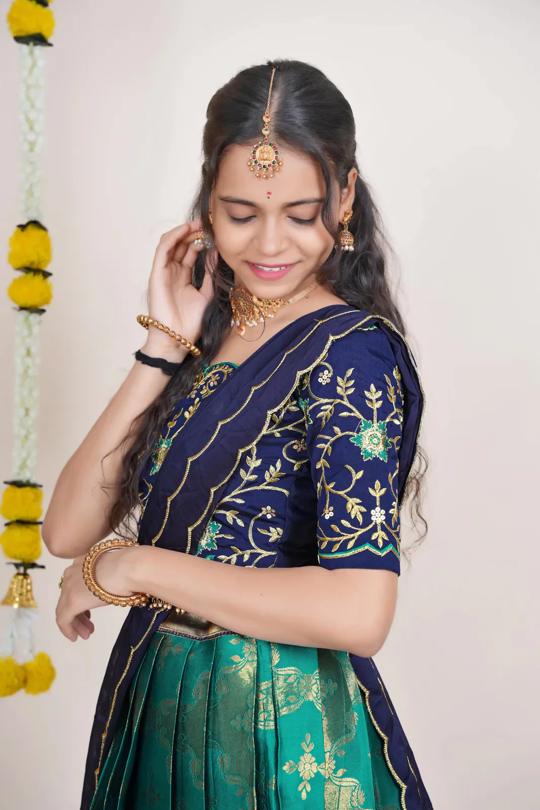 South Indian Festival Traditional Half Saree Yugitha - Image 57