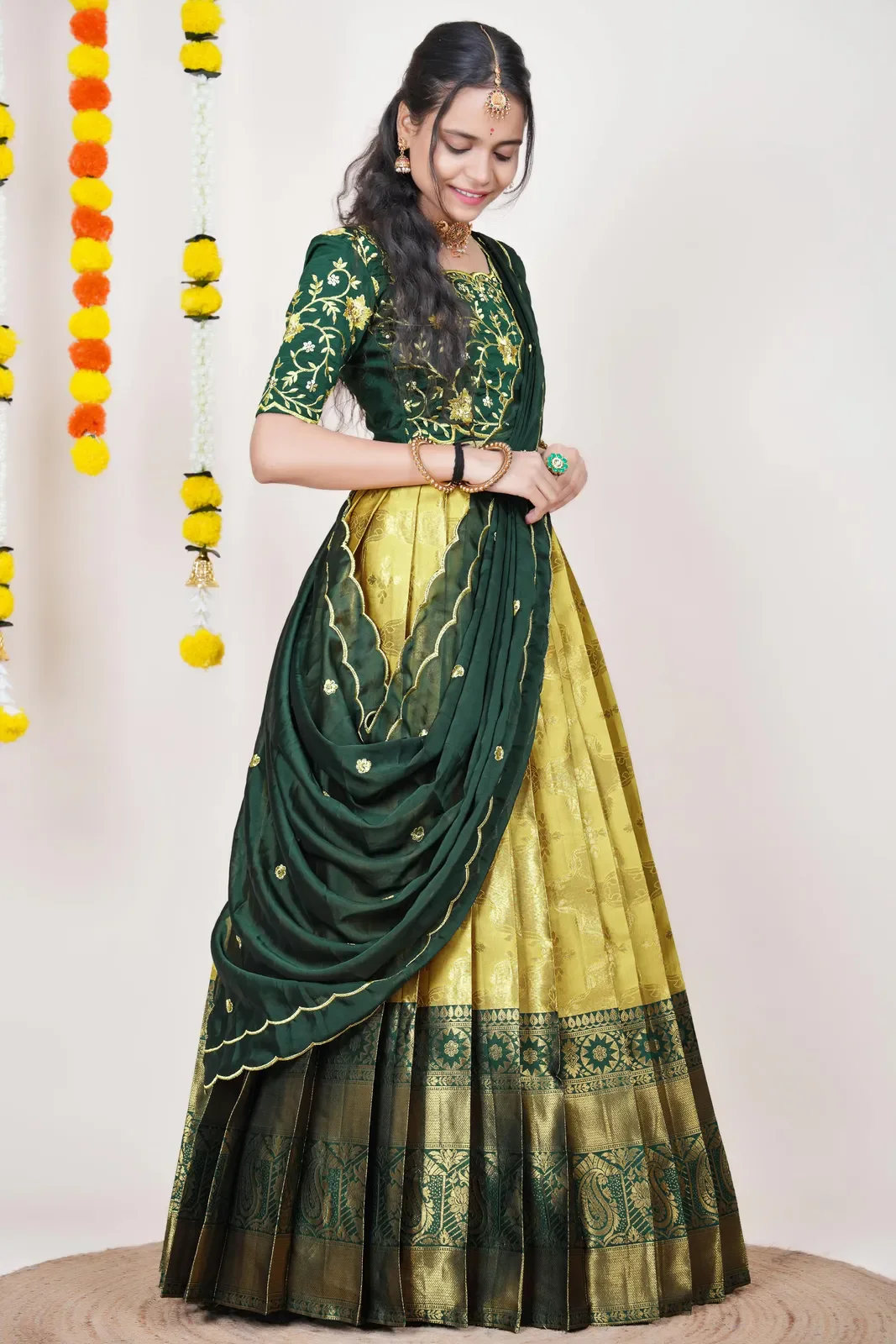 South Indian Festival Traditional Half Saree Yugitha - Image 66