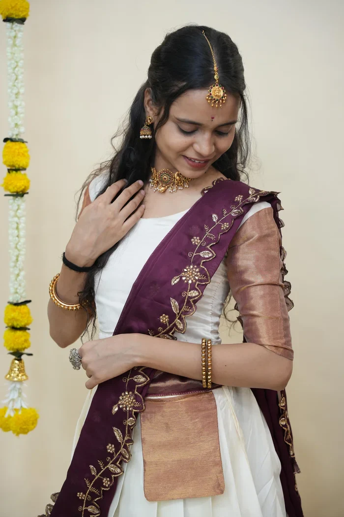 South Indian Festival Traditional Half Saree Zara - Image 29