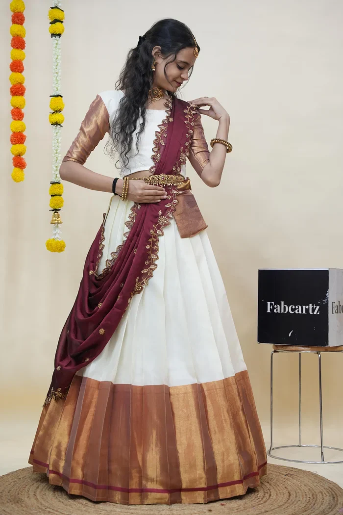 South Indian Festival Traditional Half Saree Zara - Image 3