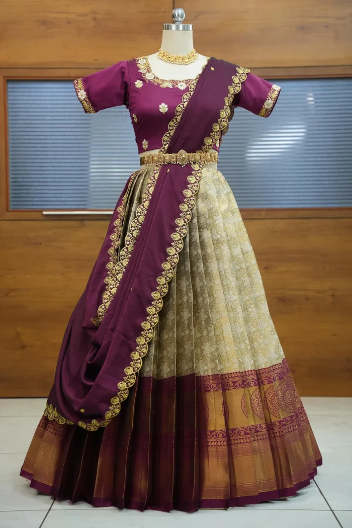 Women's Woven Design zari work Half Saree with Embroidered Blouse and Dupatta StarWars - Image 16