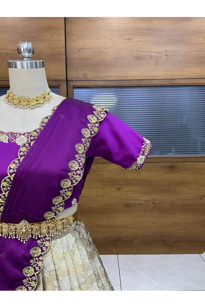 Women's Woven Design zari work Half Saree with Embroidered Blouse and Dupatta StarWars - Image 58