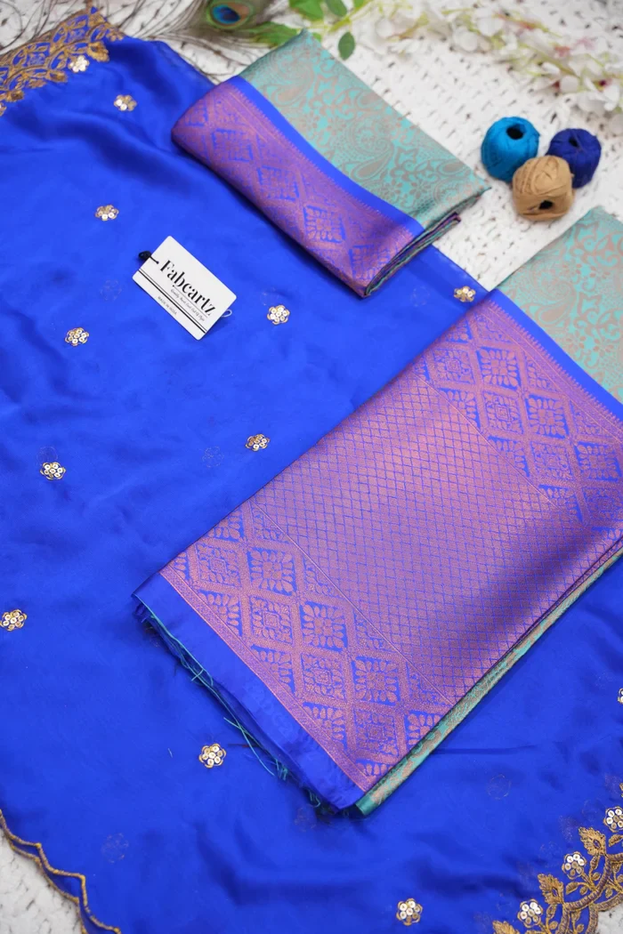 Women's Woven Design zari work Half Saree with Embroidered Blouse and Dupatta SudhaPattu - Image 77