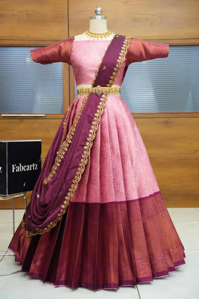 Women's Woven Design zari work Half Saree with Embroidered Blouse and Dupatta SudhaPattu - Image 17