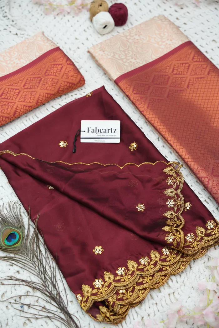 Women's Woven Design zari work Half Saree with Embroidered Blouse and Dupatta SudhaPattu - Image 24