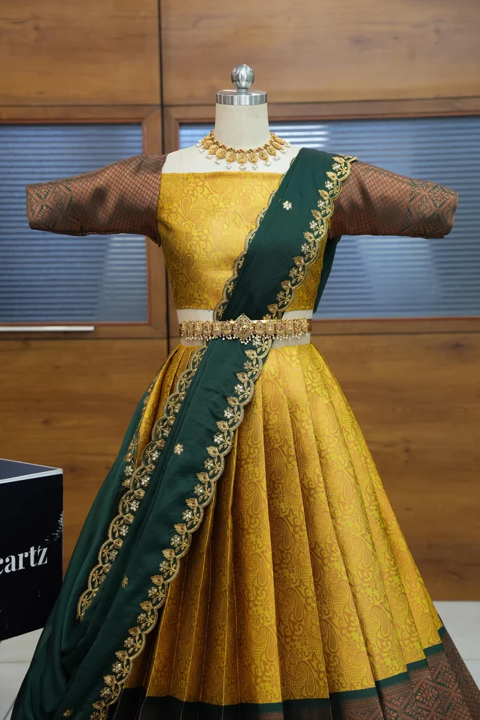 Women's Woven Design zari work Half Saree with Embroidered Blouse and Dupatta SudhaPattu - Image 6