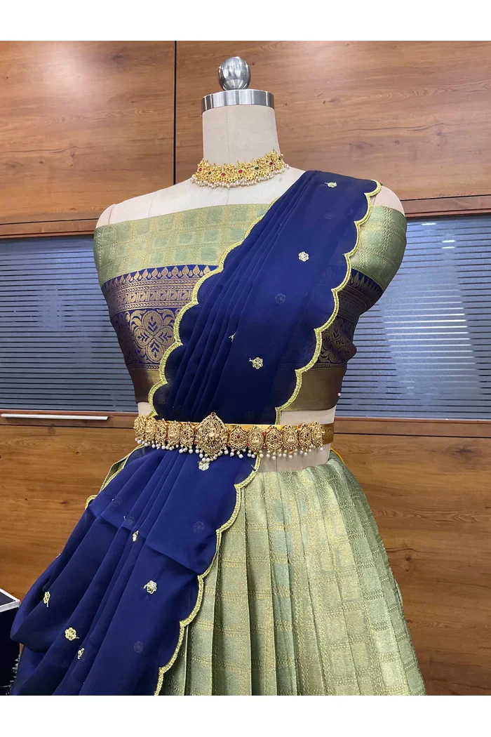 Women's Woven Design zari work Half Saree with Embroidered Blouse and Dupatta Darvika - Image 19