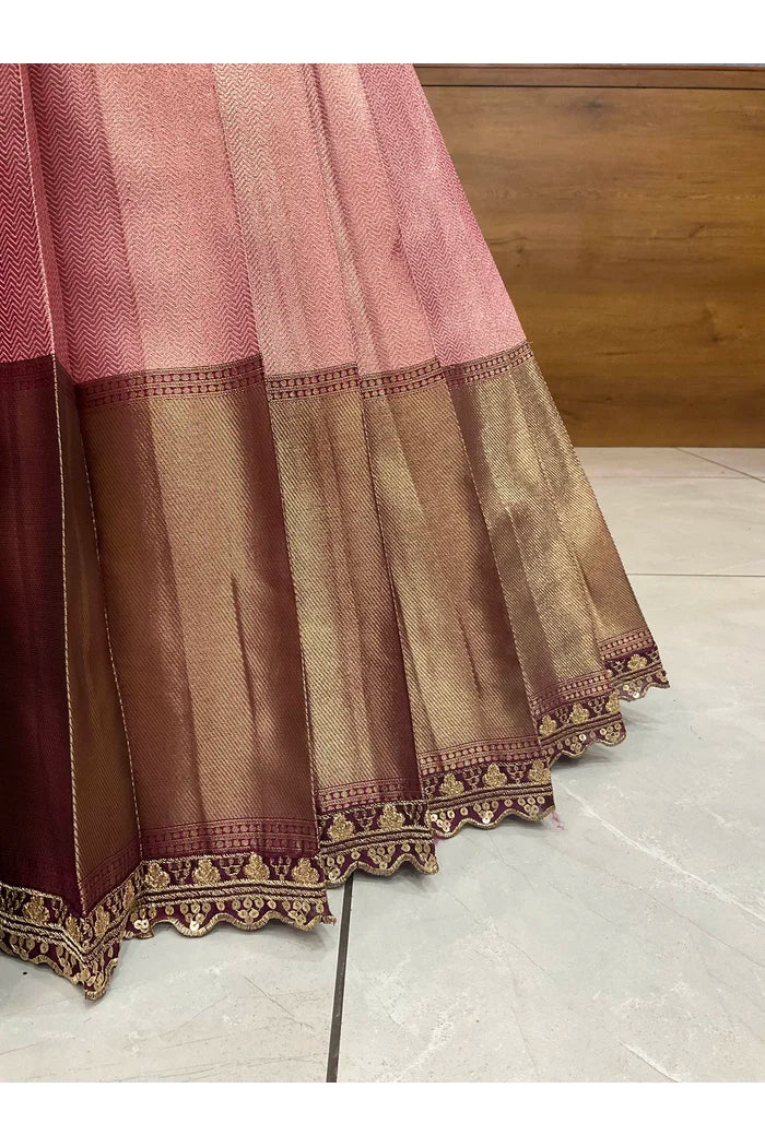 Women's Woven Design zari work Half Saree with Embroidered Blouse and Dupatta Kanika - Image 3