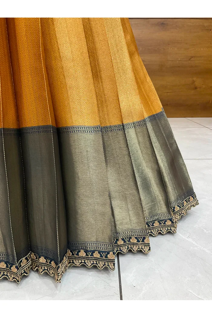 Women's Woven Design zari work Half Saree with Embroidered Blouse and Dupatta Kanika - Image 9