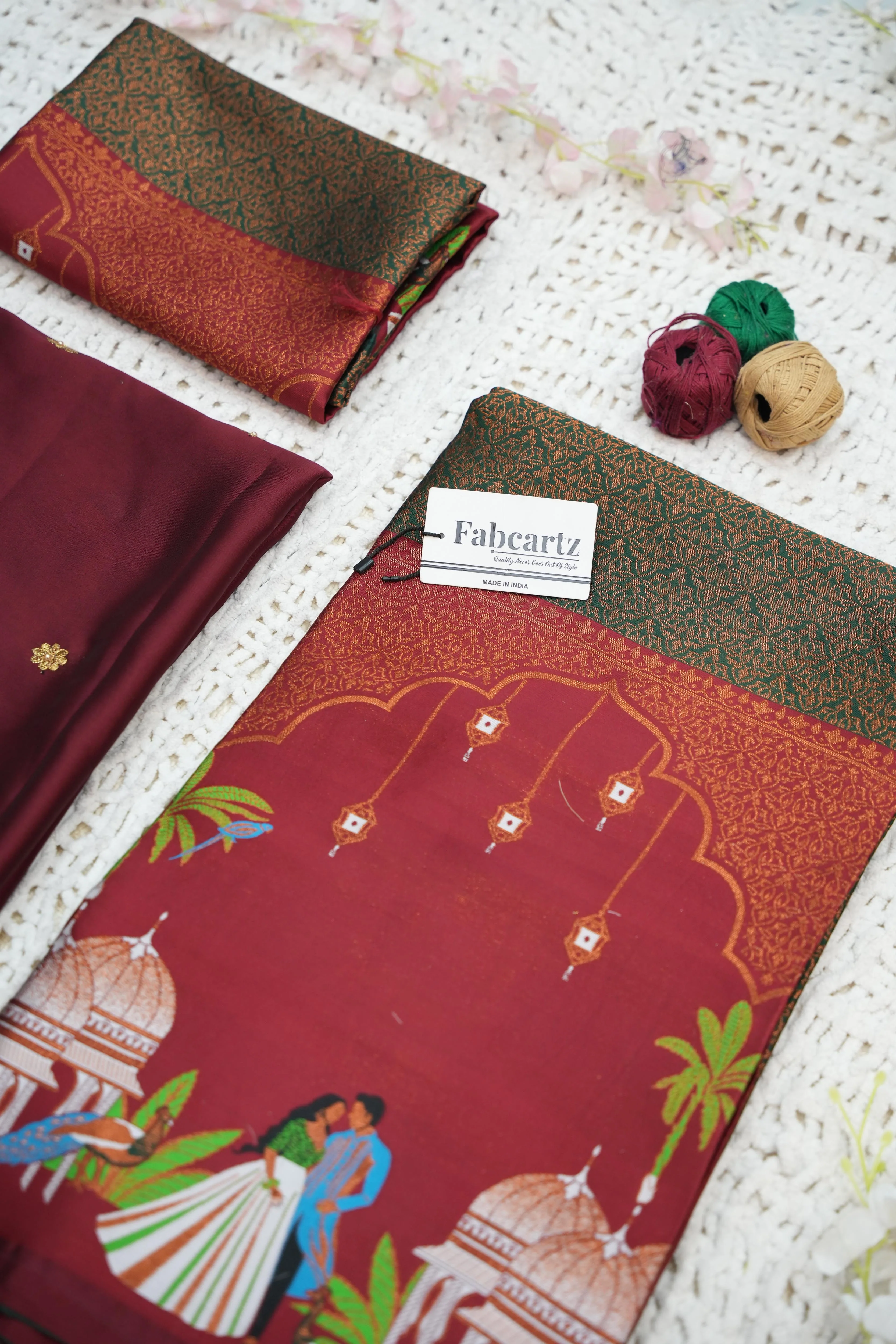 Women's Woven Design zari work Half Saree with Embroidered Blouse and Dupatta Taj Mahal - Image 13