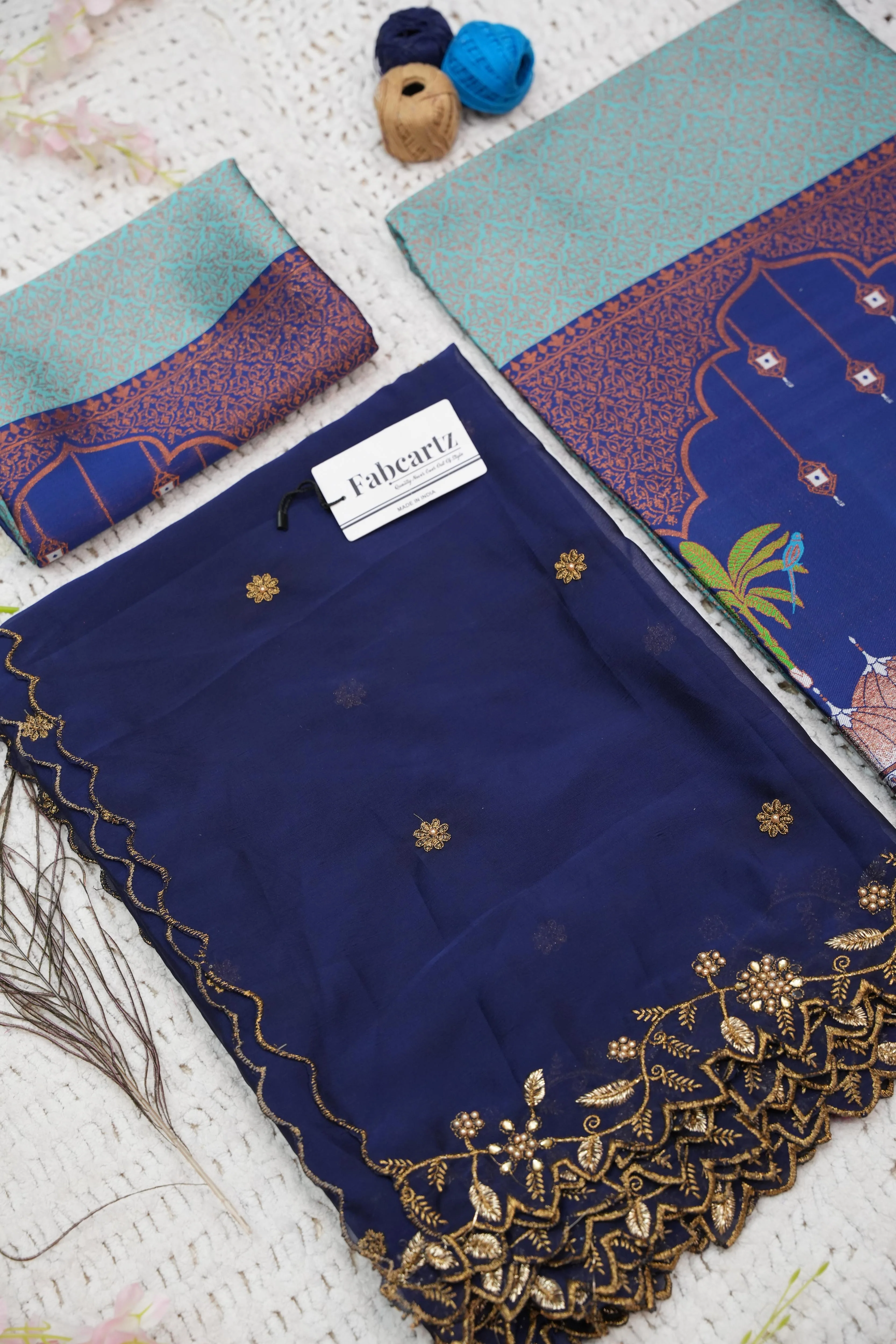 Women's Woven Design zari work Half Saree with Embroidered Blouse and Dupatta Taj Mahal - Image 35