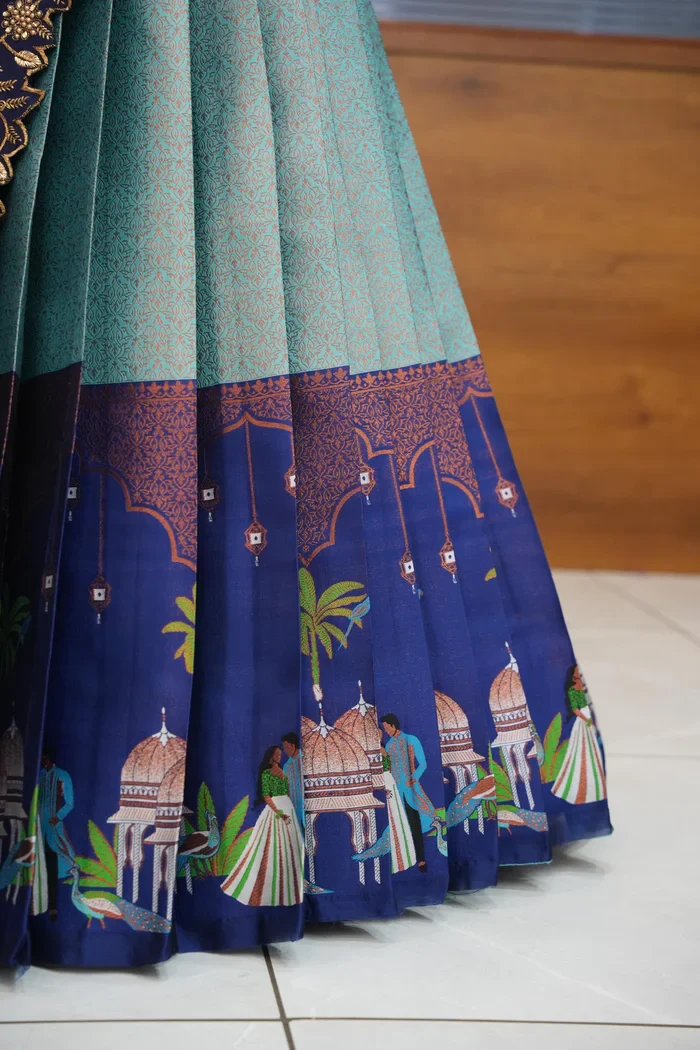 Women's Woven Design zari work Half Saree with Embroidered Blouse and Dupatta Taj Mahal - Image 18