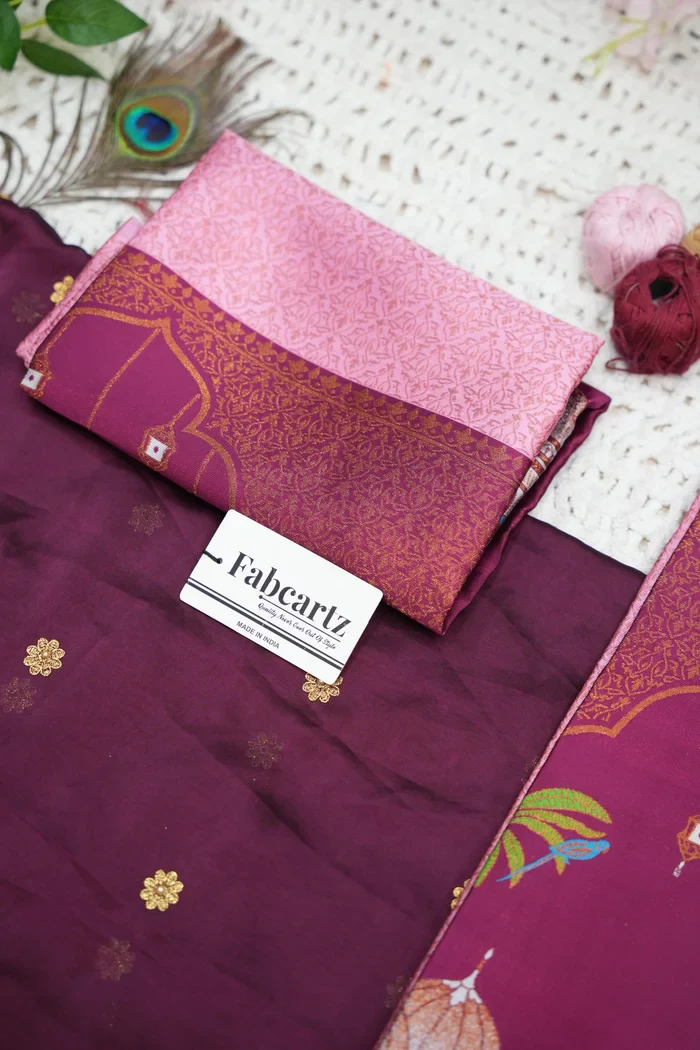Women's Woven Design zari work Half Saree with Embroidered Blouse and Dupatta Taj Mahal - Image 25