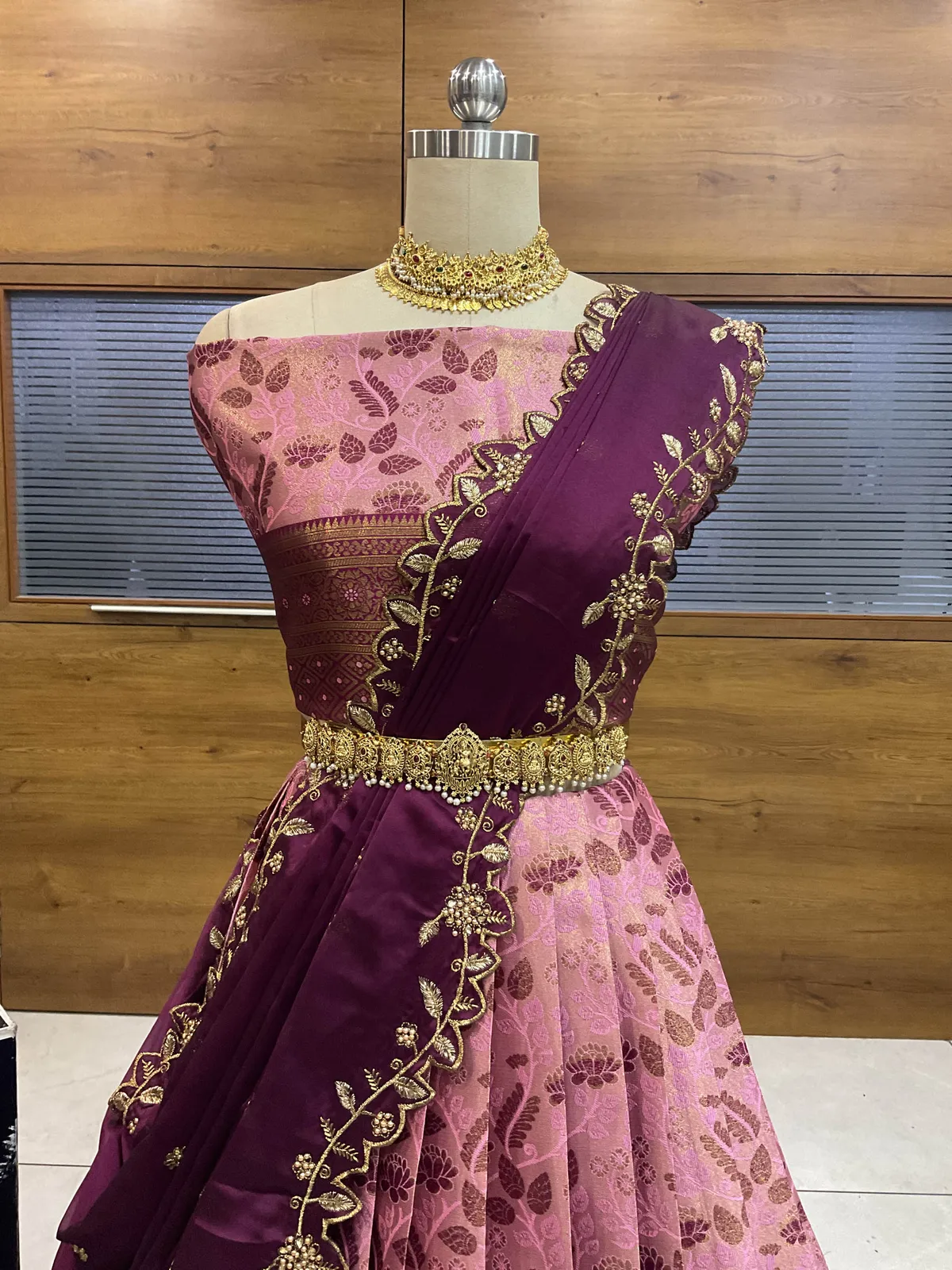 South Indian Festival Traditional Half Saree with Embroidered Blouse & Dupatta Udaya - Image 12