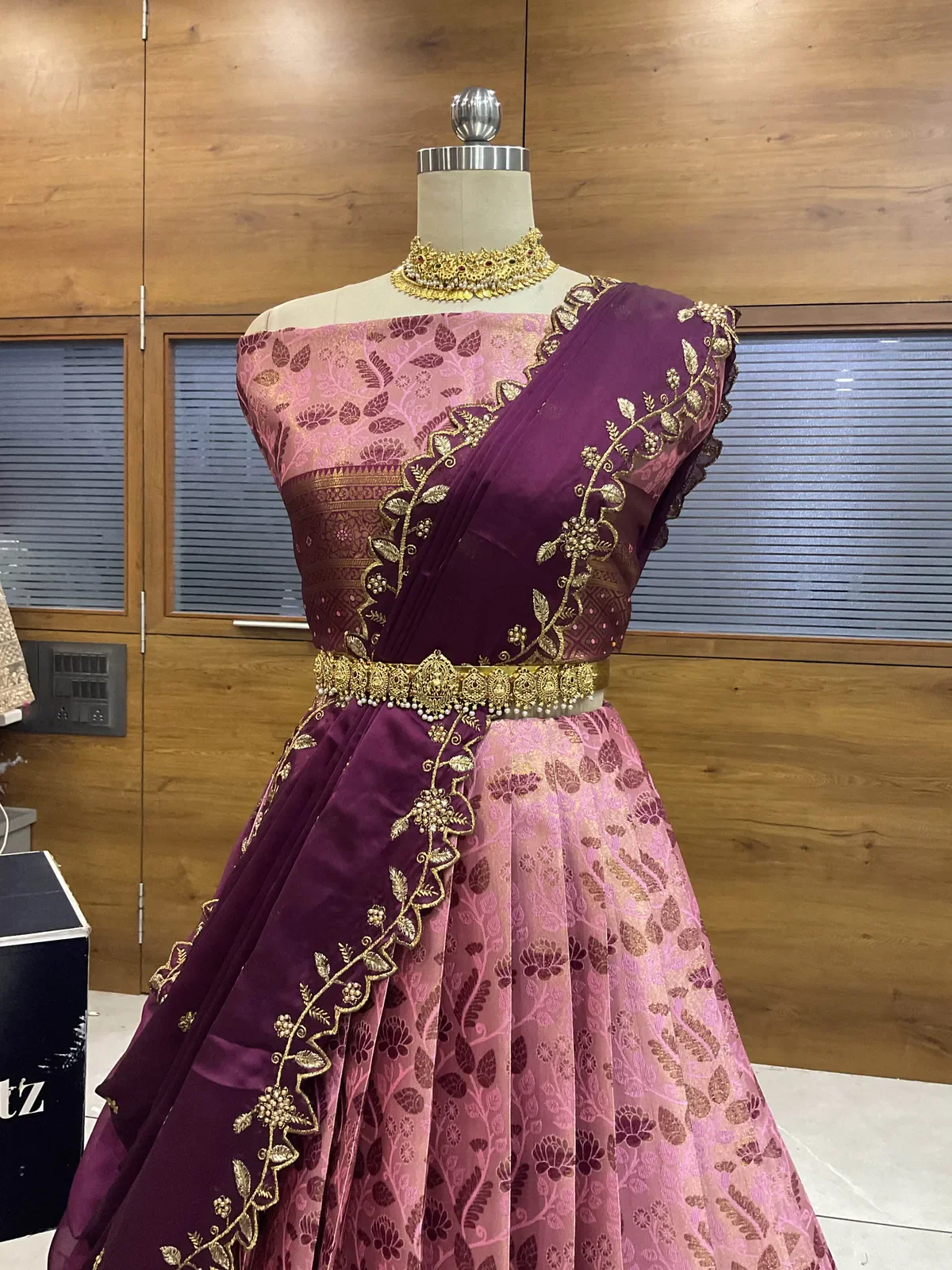 South Indian Festival Traditional Half Saree with Embroidered Blouse & Dupatta Udaya - Image 13
