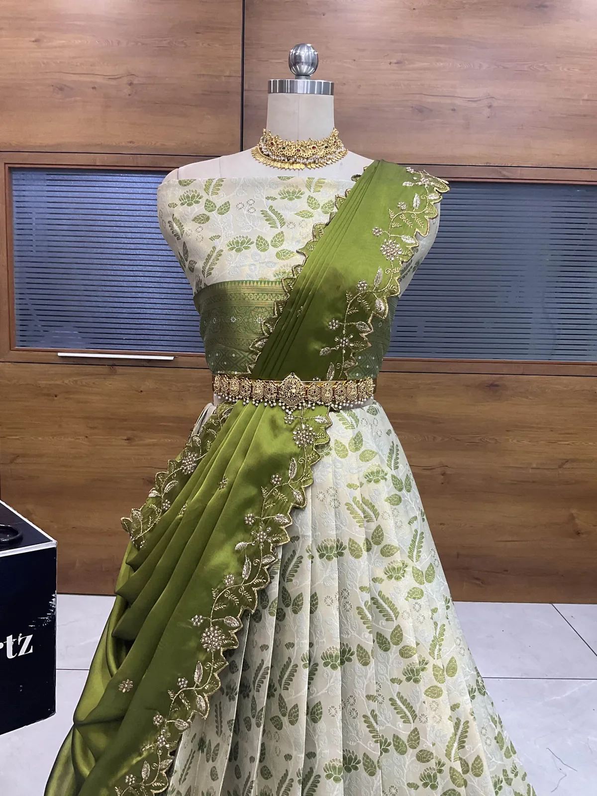 South Indian Festival Traditional Half Saree with Embroidered Blouse & Dupatta Udaya - Image 17