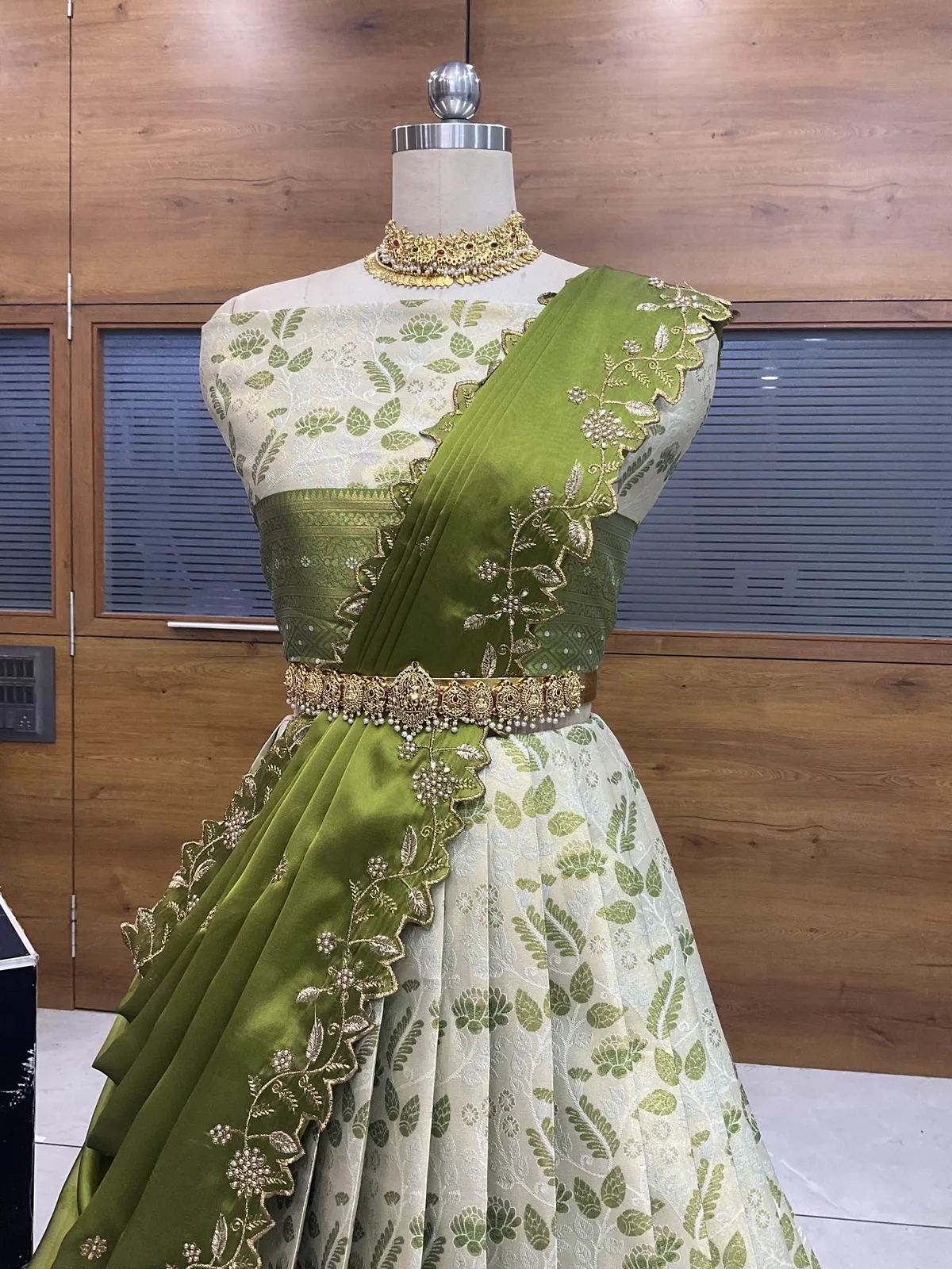 South Indian Festival Traditional Half Saree with Embroidered Blouse & Dupatta Udaya - Image 18