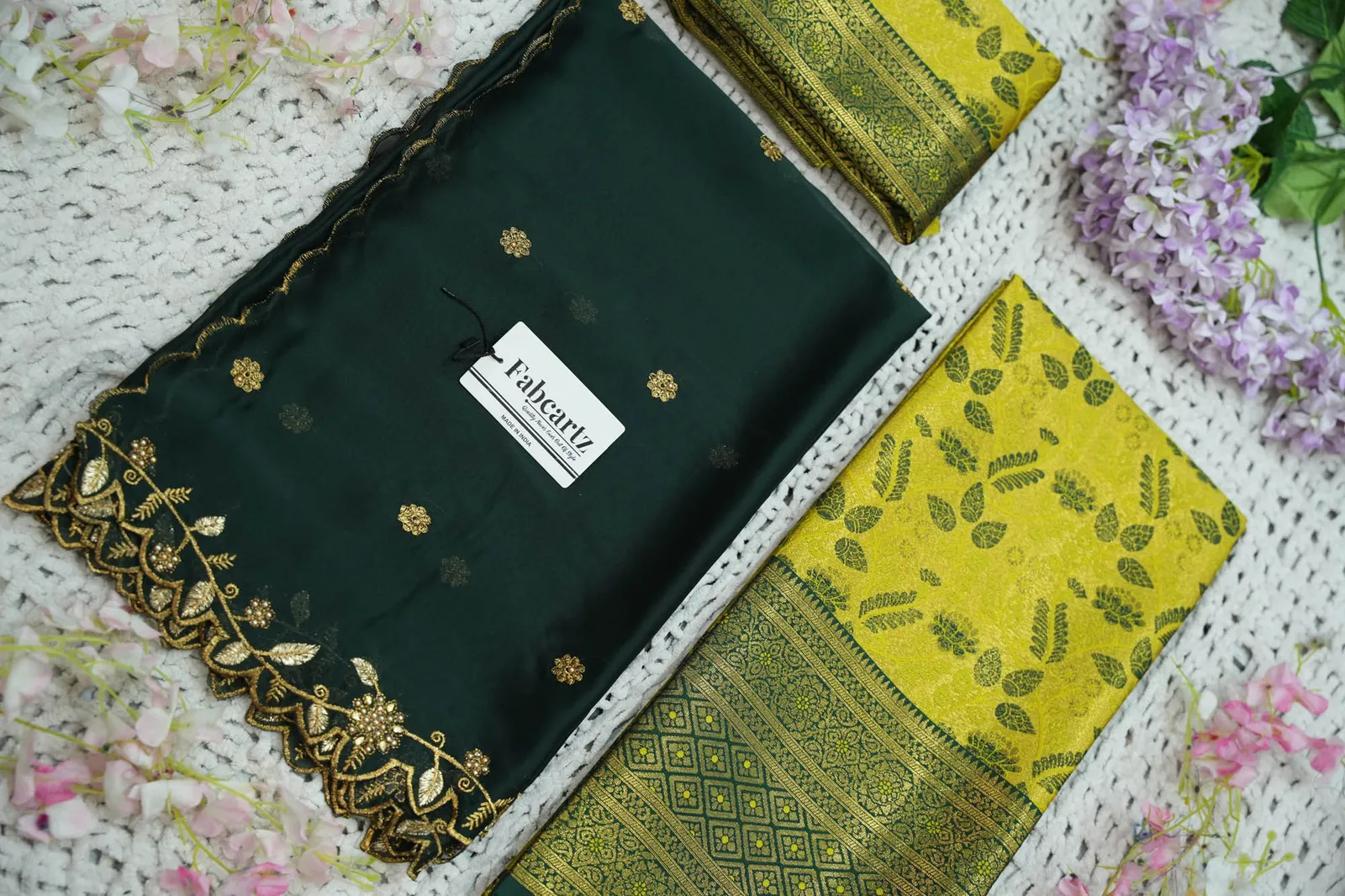South Indian Festival Traditional Half Saree with Embroidered Blouse & Dupatta Udaya - Image 23