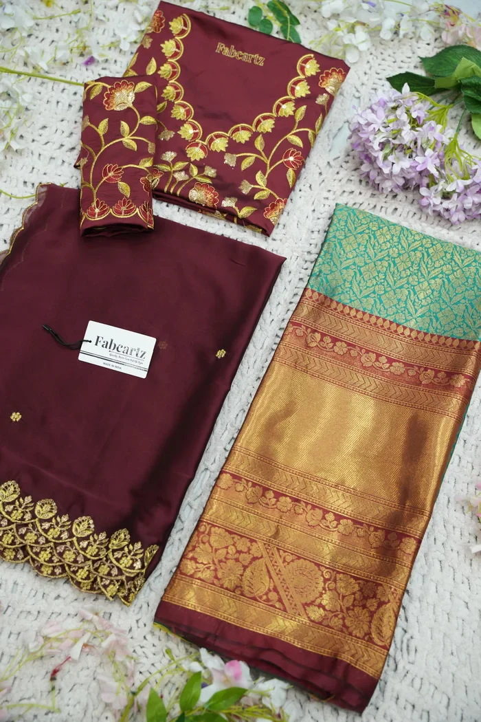 Women's Woven Design zari work Half Saree with Embroidered Blouse and Dupatta Keerthana - Image 66