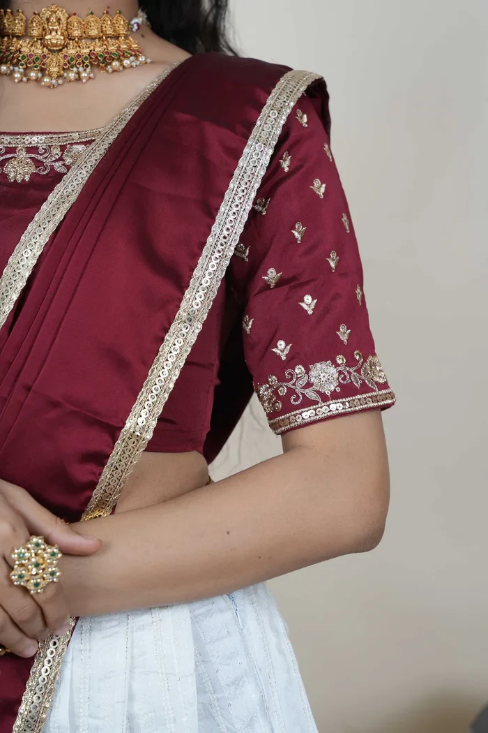 Women's Softy Silk zari work Half Saree with Embroidered Blouse and Dupatta Cotton Kiara - Image 19