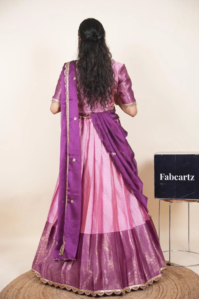 Women's Woven Design zari work Half Saree with Blouse and Rangoli Dupatta Revati Kv - Image 2