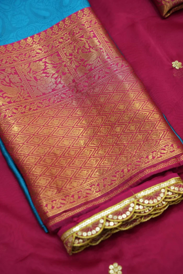 Women's Woven Design zari work Half Saree with Blouse and Rangoli Dupatta Revati Kv - Image 62