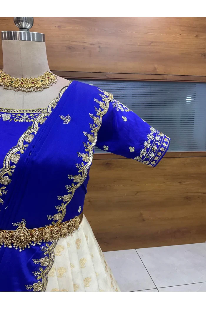 Women's Woven Design zari work Half Saree with Blouse and Rangoli Dupatta Rutuja - Image 35