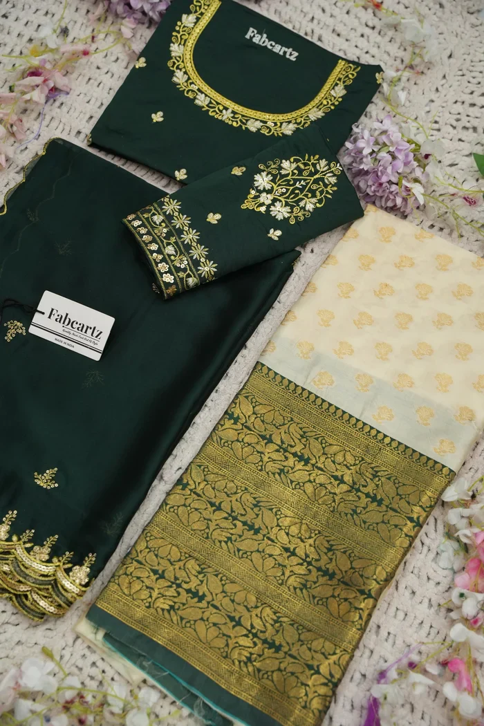 Women's Woven Design zari work Half Saree with Blouse and Rangoli Dupatta Rutuja - Image 40