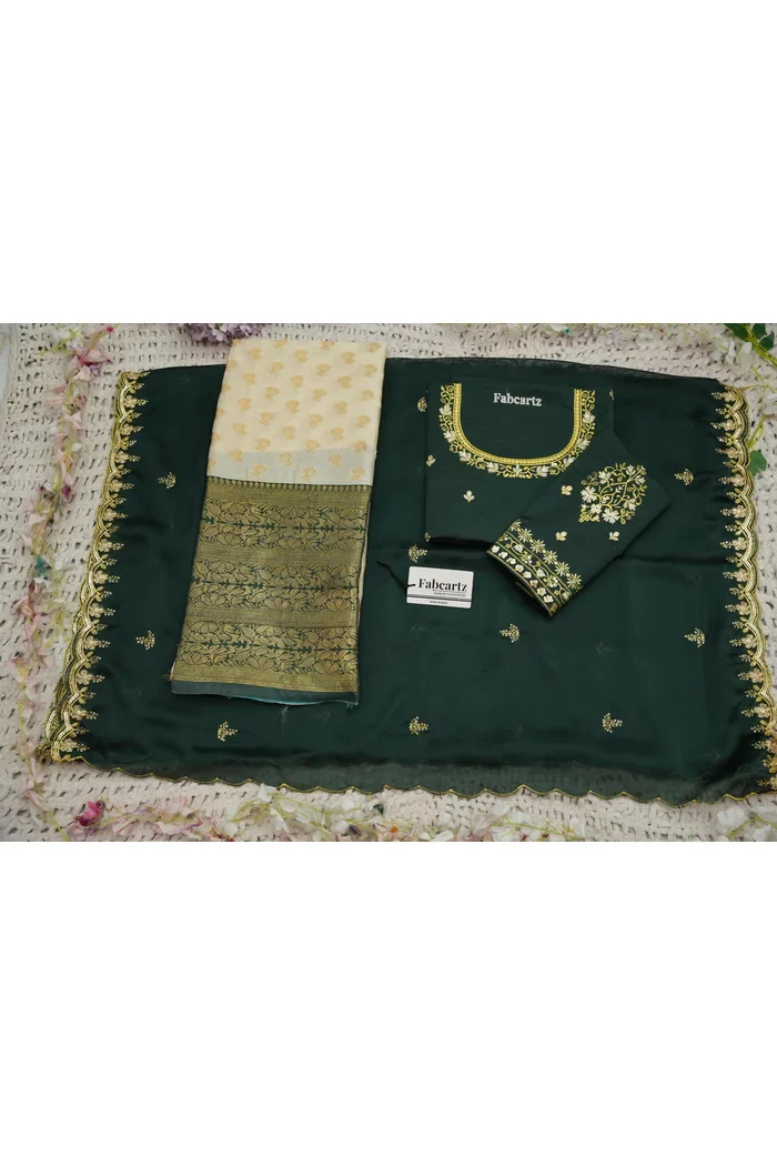 Women's Woven Design zari work Half Saree with Blouse and Rangoli Dupatta Rutuja - Image 44
