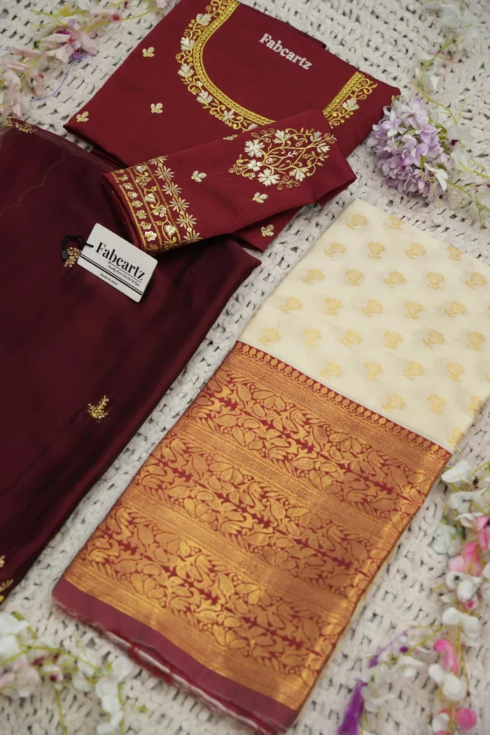 Women's Woven Design zari work Half Saree with Blouse and Rangoli Dupatta Rutuja - Image 49