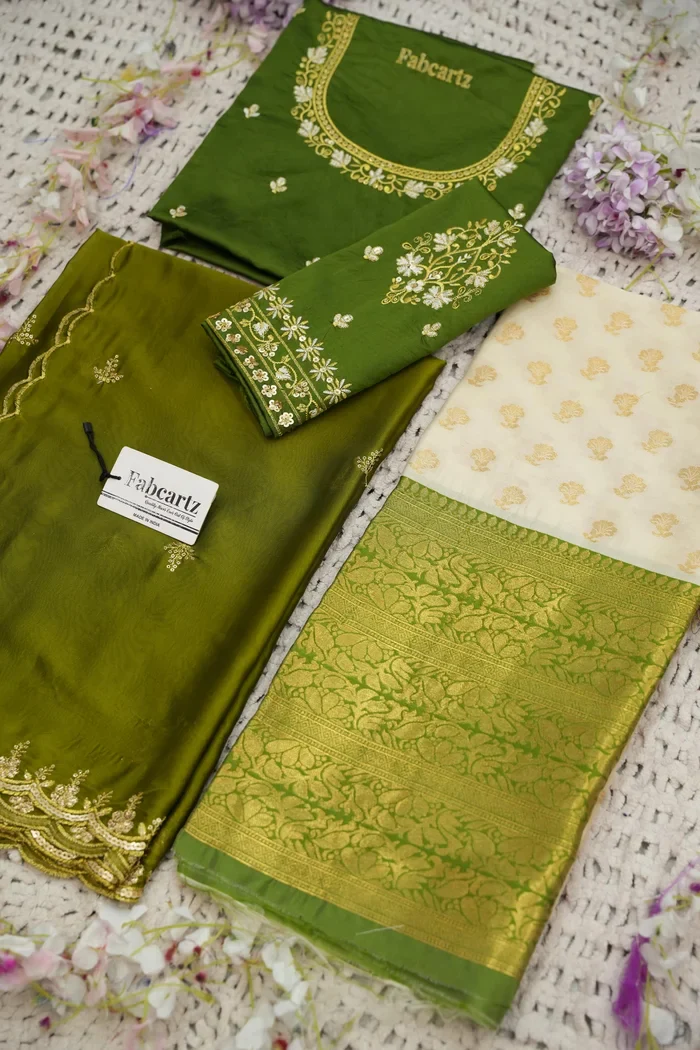Women's Woven Design zari work Half Saree with Blouse and Rangoli Dupatta Rutuja - Image 58