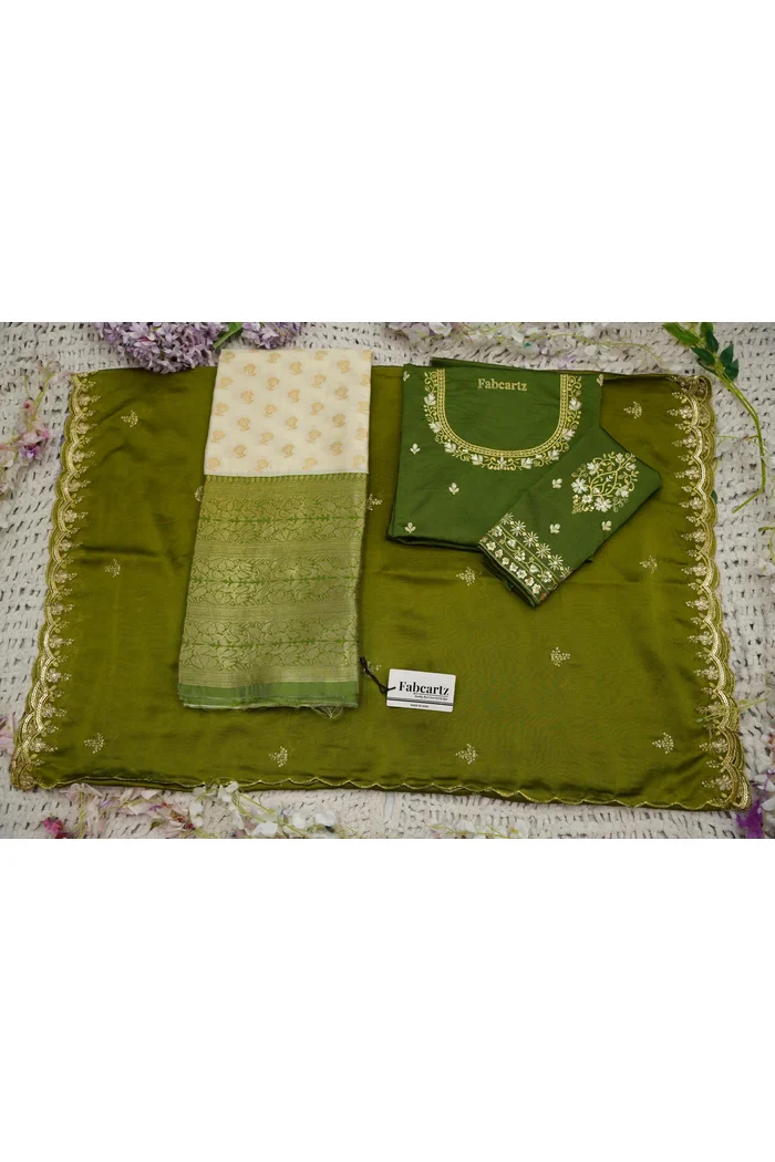 Women's Woven Design zari work Half Saree with Blouse and Rangoli Dupatta Rutuja - Image 61