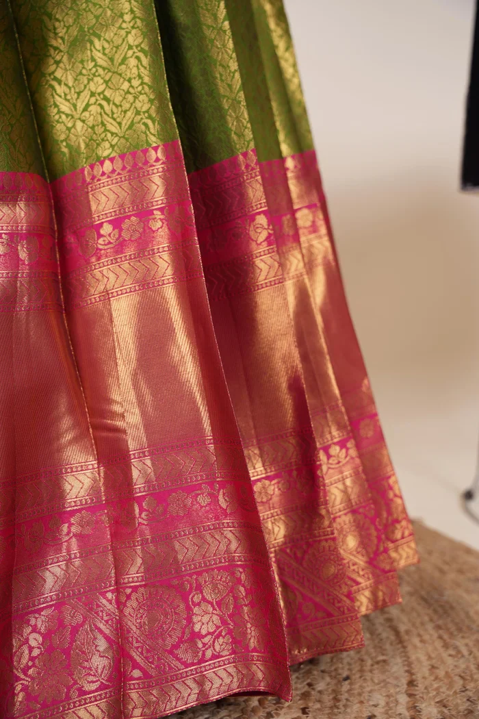 Women's Woven Design zari work Half Saree with Embroidered Blouse and Dupatta Keerthana Kv - Image 26