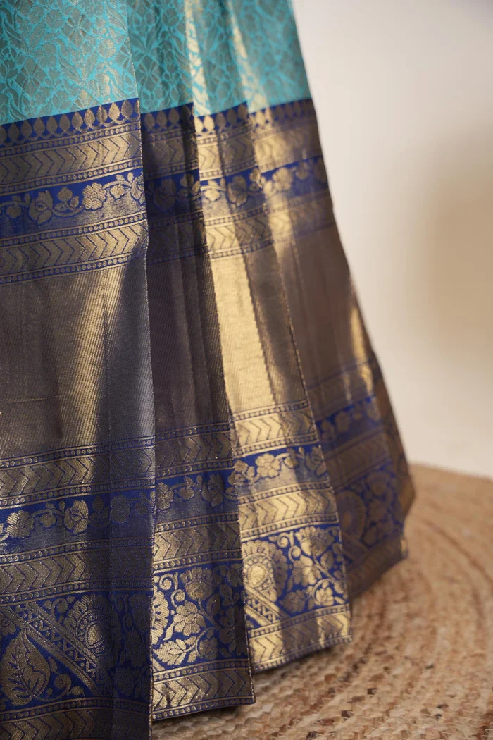 Women's Woven Design zari work Half Saree with Embroidered Blouse and Dupatta Keerthana Kv - Image 42