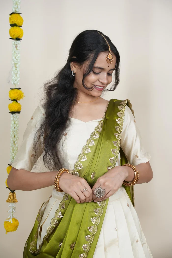 South Indian Festival Traditional Half Saree Yashvini - Image 34