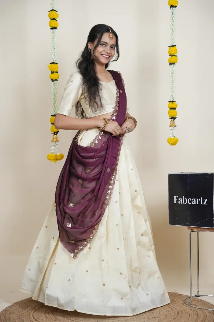 South Indian Festival Traditional Half Saree Yashvini - Image 41