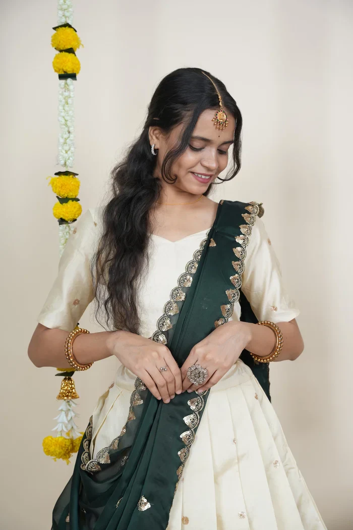 South Indian Festival Traditional Half Saree Yashvini - Image 7